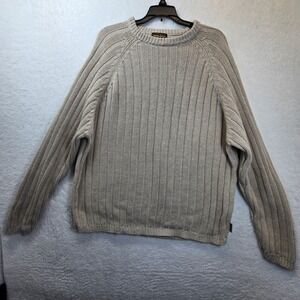 Vintage Woolrich Mens Sweater British Tan Ramie Cotton Crewneck‎ Chunky Heritage